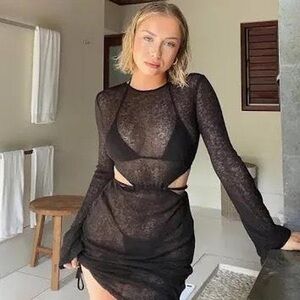 Black Break Free Long Sleeve Swim Cover Up from WhiteFox